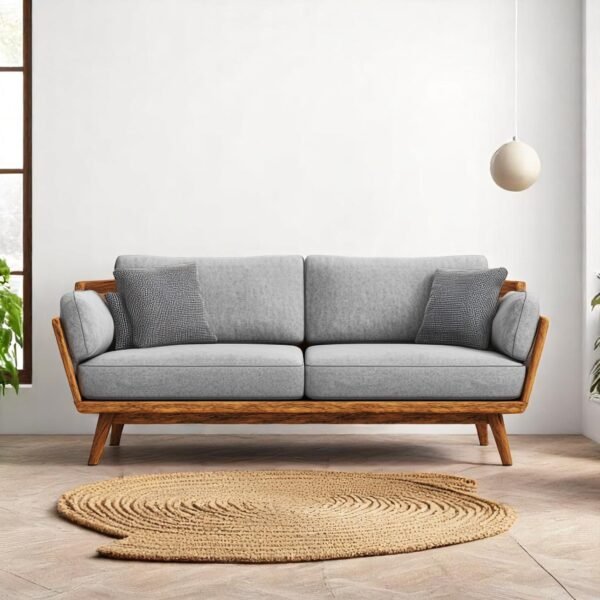 Sleek Grey Fabric Sofa