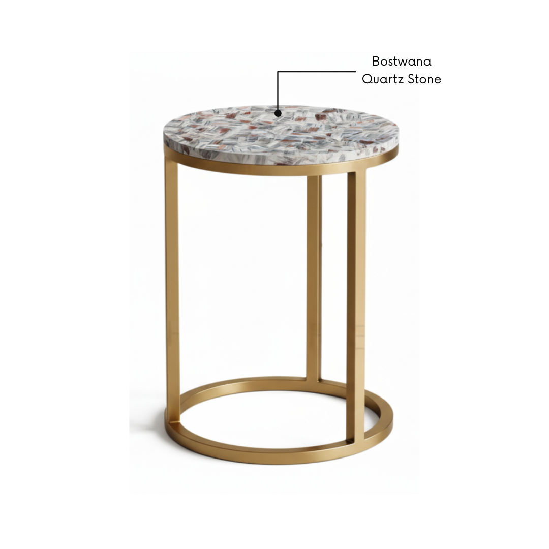 Bostwana Quartz stone table taksh homes, marble table, side table, Bostwana Quartz Stone Table