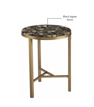 Taksh homes, round table, Black Agate Stone Table