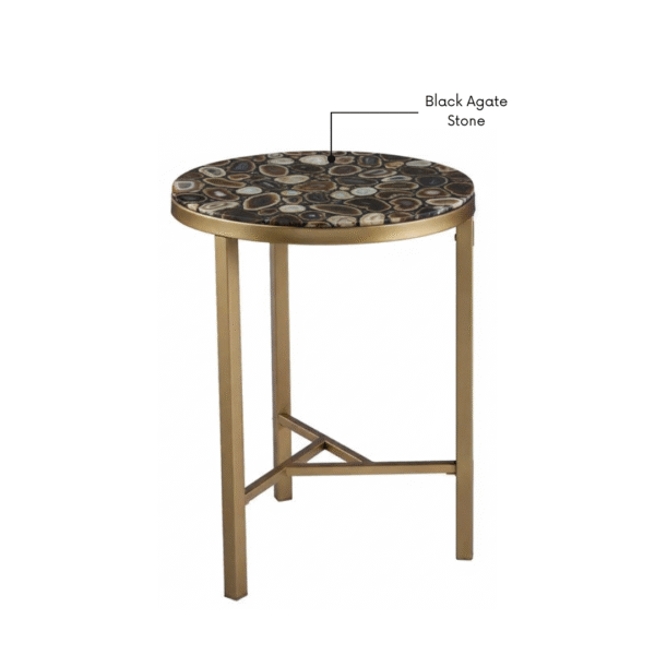 Taksh homes, round table, Black Agate Stone Table
