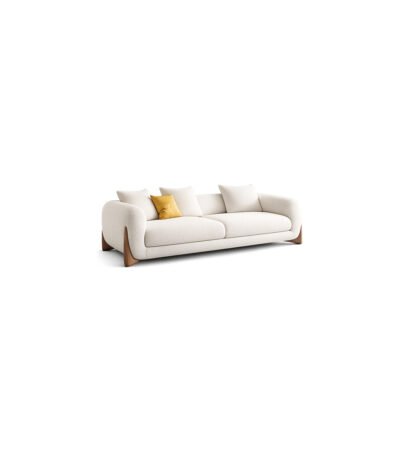 boucle sofa with wooden legs - SoftArc Comfort Sofa