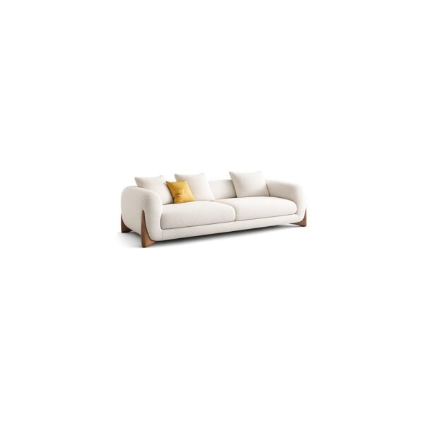 boucle sofa with wooden legs - SoftArc Comfort Sofa