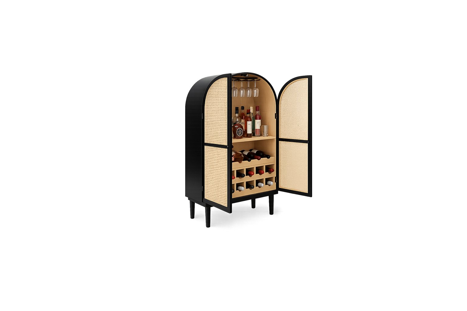Halo Cane Bar Cabinet hand-woven cane bar cabinet – Taksh Homes Halo Cane Bar Cabinet hand-woven cane bar cabinet – Taksh Homes