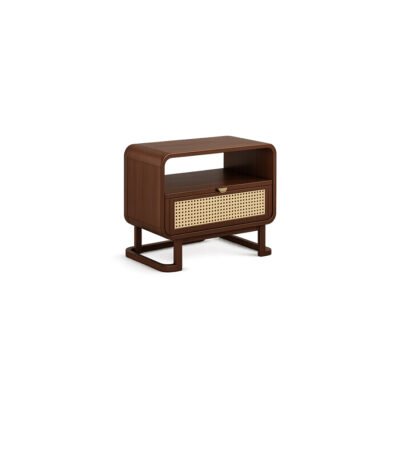 Ravelle Cane Nightstand hand-woven cane bedside table – Taksh Homes