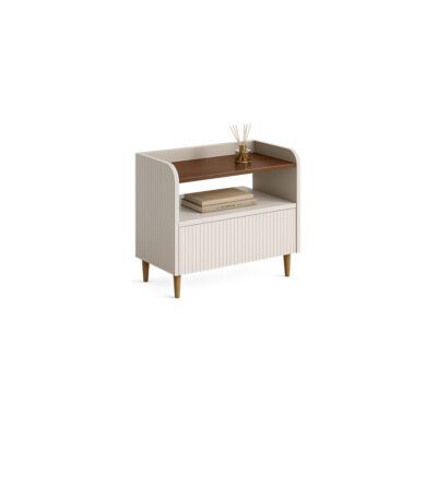 Elvara Flute Nightstand premium fabric bedside table – Taksh Homes