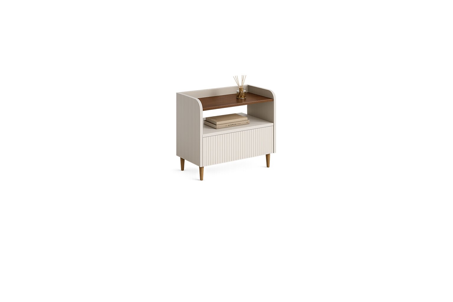 Elvara Flute Nightstand | Premium fabric Bedside table – Taksh Homes Elvara Flute Nightstand premium fabric bedside table – Taksh Homes