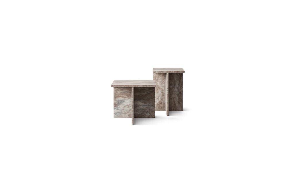 Stone Block Nest Tables natural stone side table – Taksh Homes