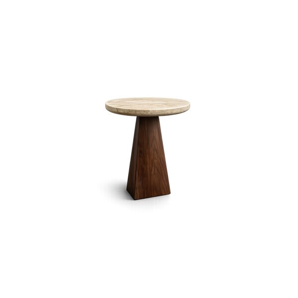 Travertine Apex Table travertine-finish side table – Taksh Homes