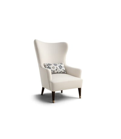 Aurelia Wing Chair premium fabric high-back chair – Taksh Homes