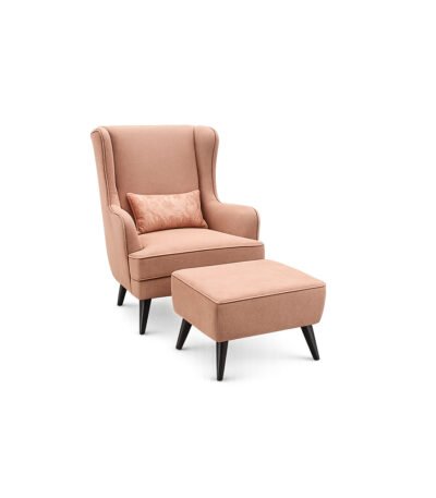 Solace Lounge Chair premium fabric high-back chair – Taksh Homes