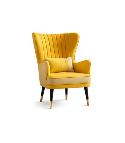Sienna Luxe Wing Chair premium fabric high-back chair – Taksh Homes