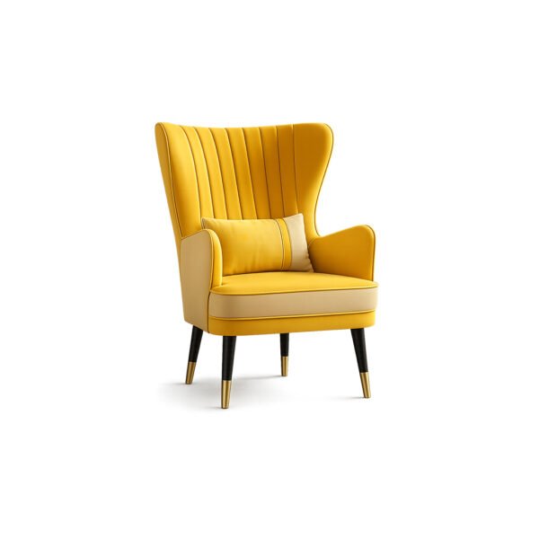 Sienna Luxe Wing Chair premium fabric high-back chair – Taksh Homes